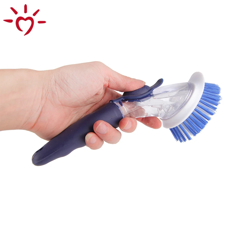 Kitchen scrubber soap dispensing kitchen sink cleaning brush for scrubbing pots pans dishes with 2 refill  dish-washing brush