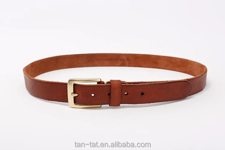 Customized Men Cow Leather Belt with Copper Pin Buckle