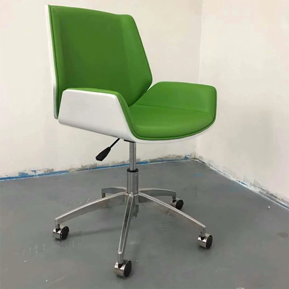 PC ergonomic Walnut bent wood low back aluminum base staff office chairs or conference chairs