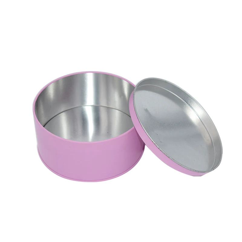 Розовая плоская железная круглая Косметическая металлическая упаковочная коробка от производителя