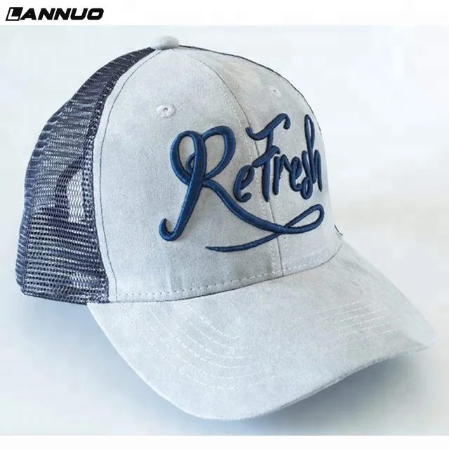 3d Puff Embroidery Suede Trucker Cap, Suede Trucker Hat, Trucker Hat Mesh