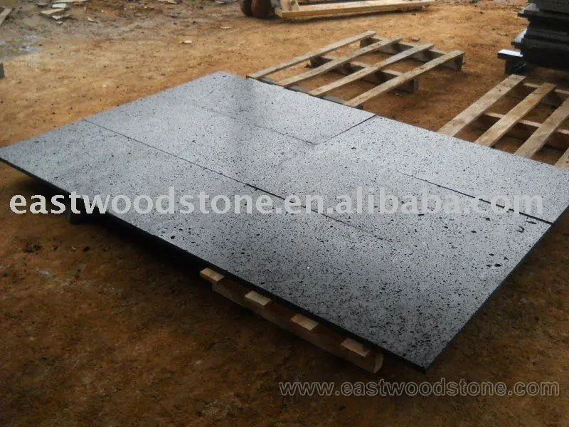 honed black basalt plates