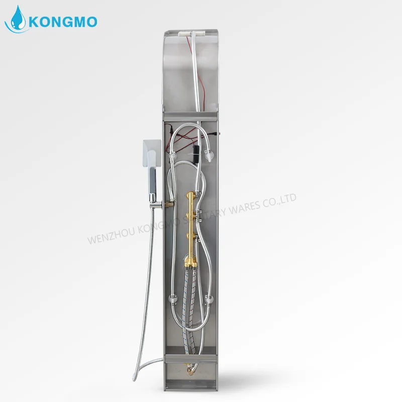 
LED Bathroom Shower Panel Multi-Function 304 Stainless Steel Wall Mounted Cold And Hot Water Amazon Hot Sales Matt Black 6209 