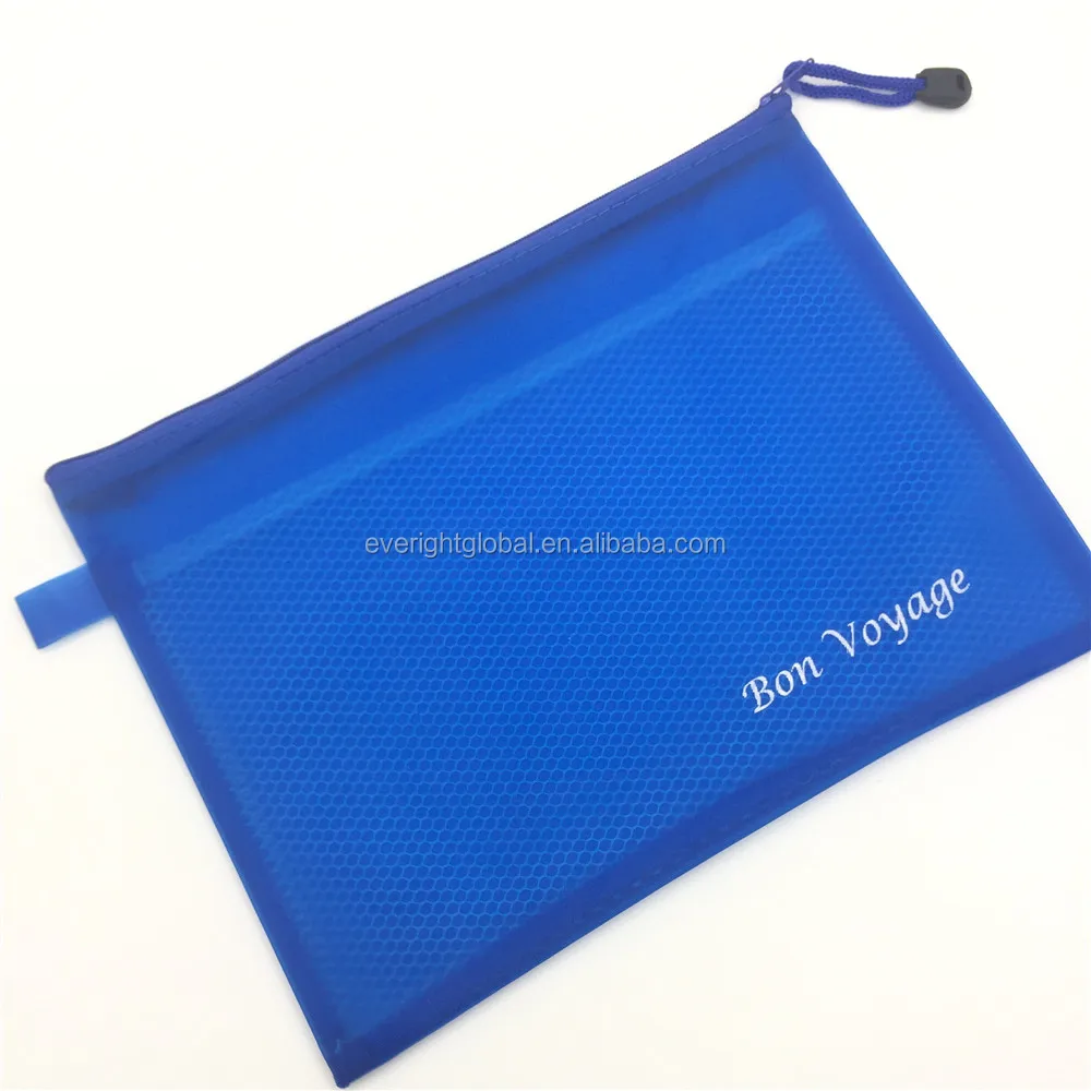 T0087 Low MOQ High quality A4 size matte waterproof mesh PVC file pocket folder/document bag with zipper and custom logo