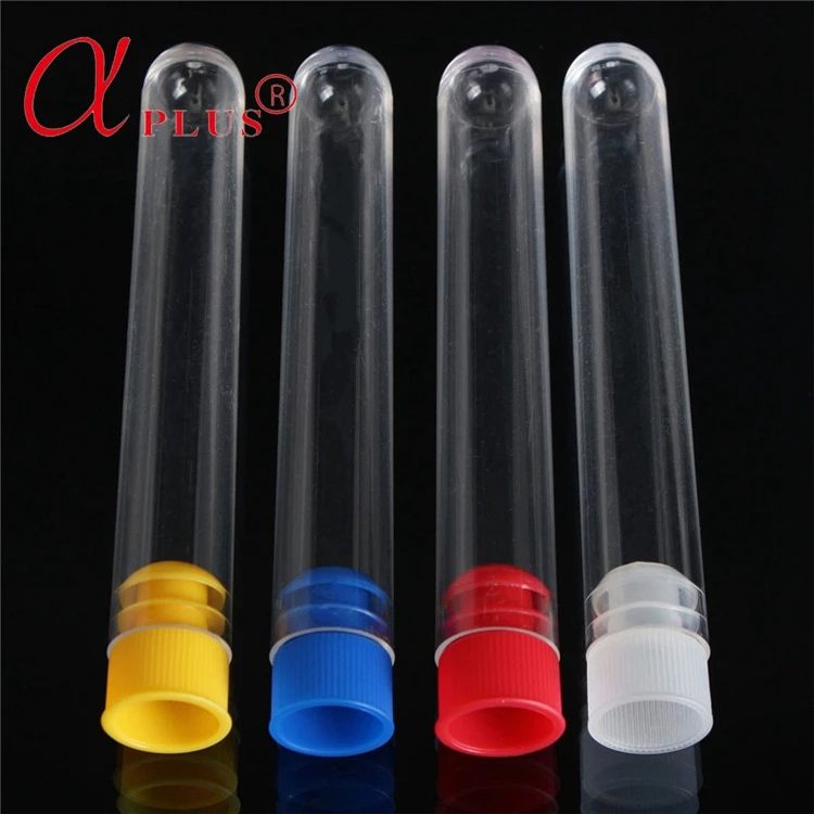 Lab clear plastic test tubes with screw caps