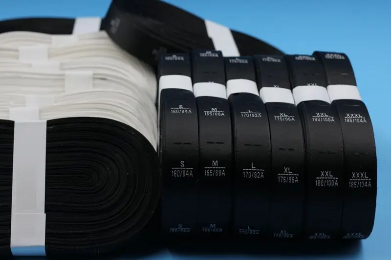 Custom clothing size labels and Wooden comb machine cloth label woven satin numbers size label
