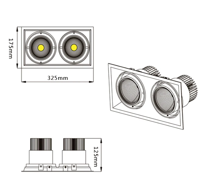 
white recessed Spot Light 15WX2 gimbal downlight 