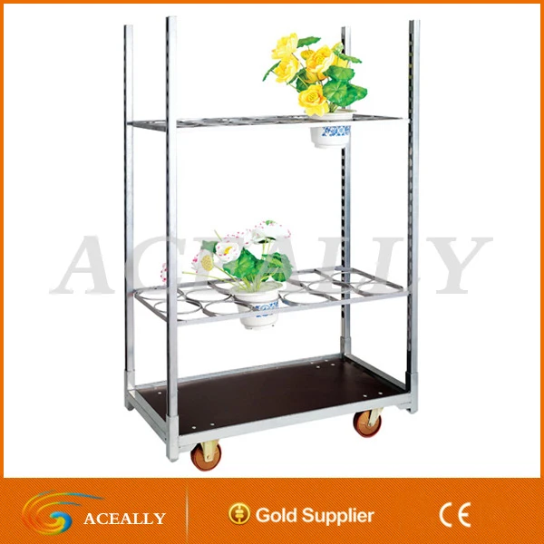 
garden storage steel flower pot car 