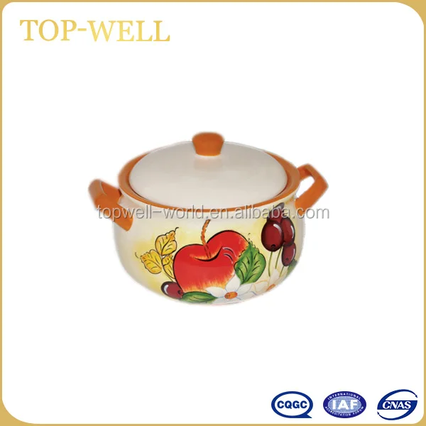Hot Sale Handpainted Ceramic Cooking Stockpot With Cover Made in China