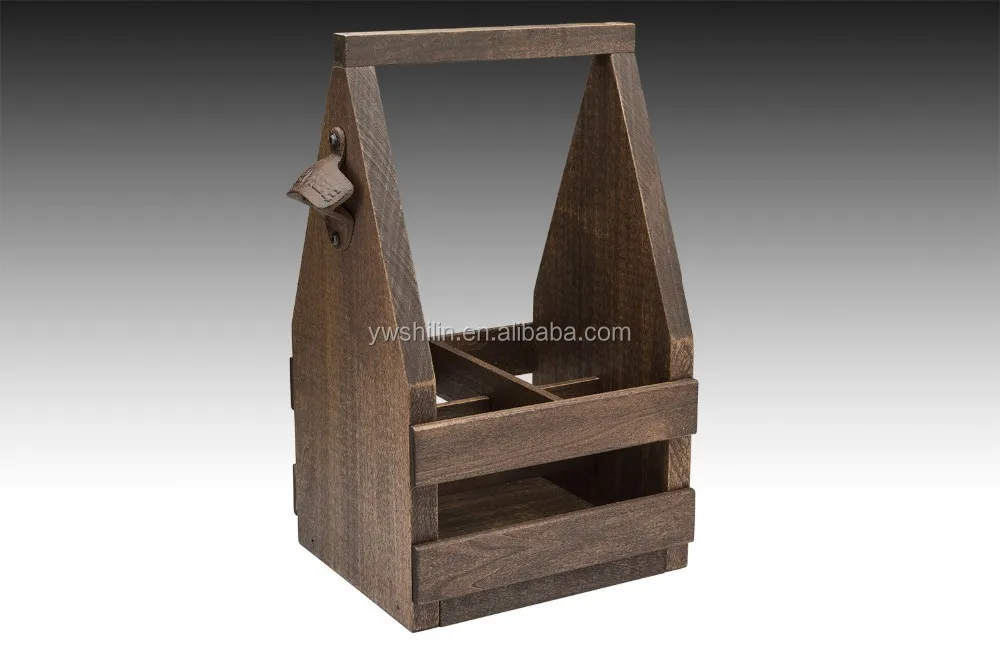 new design wooden 4 pack beer carrier box