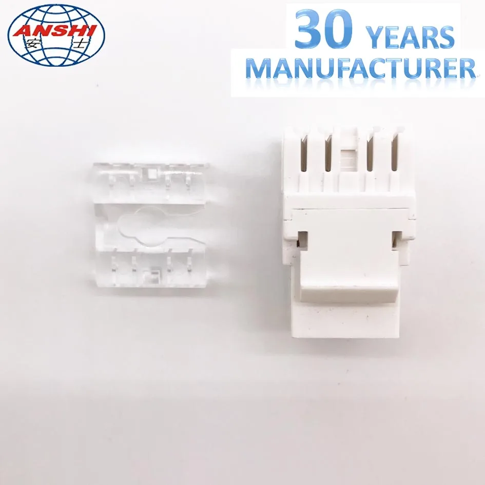 ANSHI RJ45 CAT6 Keystone Jack 180 degree UTP Connection with dust cover
