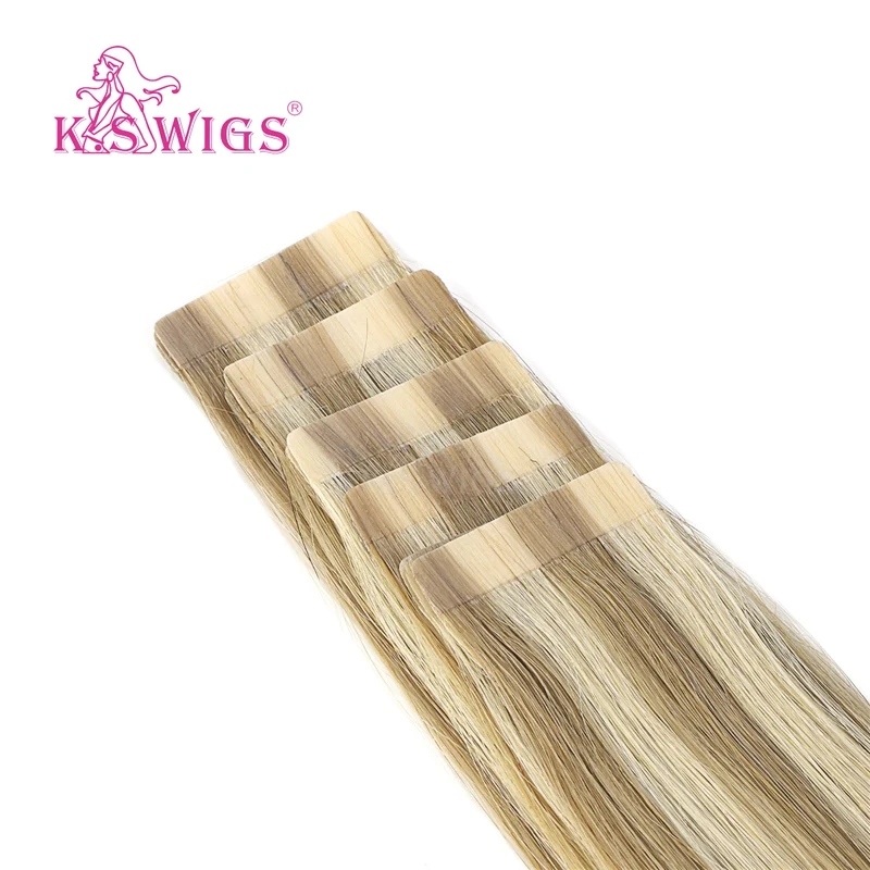 
K.S WIGS Hook Tape For Hair 20 Inch Green Tape Hair Double Drawn Tape In Virgin Hair Extens 