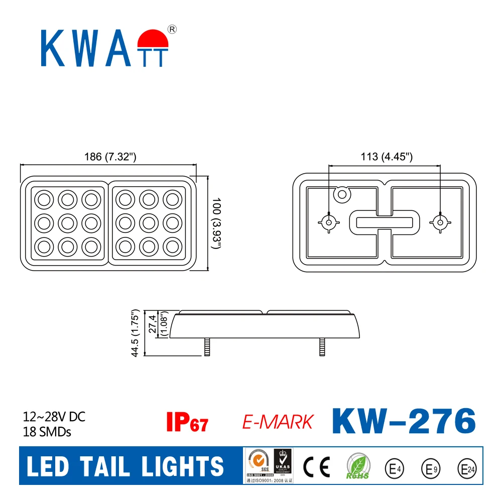 Emark waterproof LED Trailer lamp Tail Light for Marine,Boar,Vehicle,Truck.