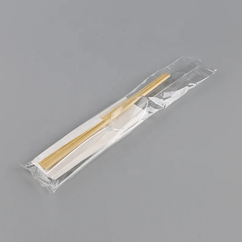 Individually Wrapped Plastic Disposable Cutlery Chopsticks Spoon Toothpick Napkin Set