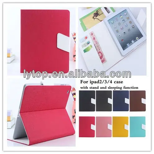 мода стоять кожаный чехол случае для ipad4 с слоты для карт
