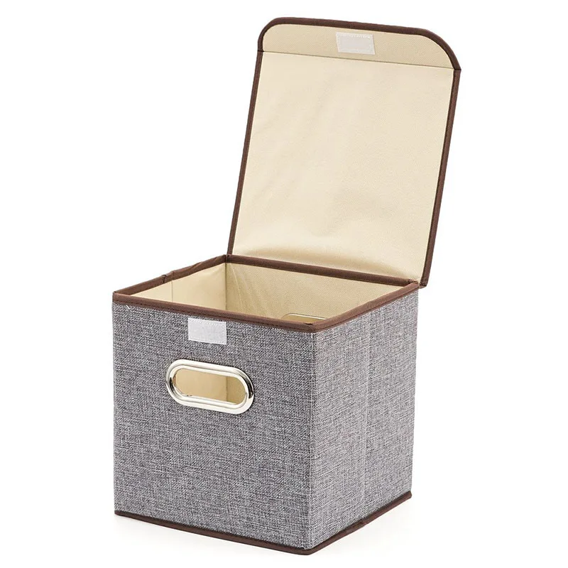 Custom Linen Storage Bin Collapsible Cubes Organizer  Fabric storage Boxes Containers Drawers with Lid for Toys