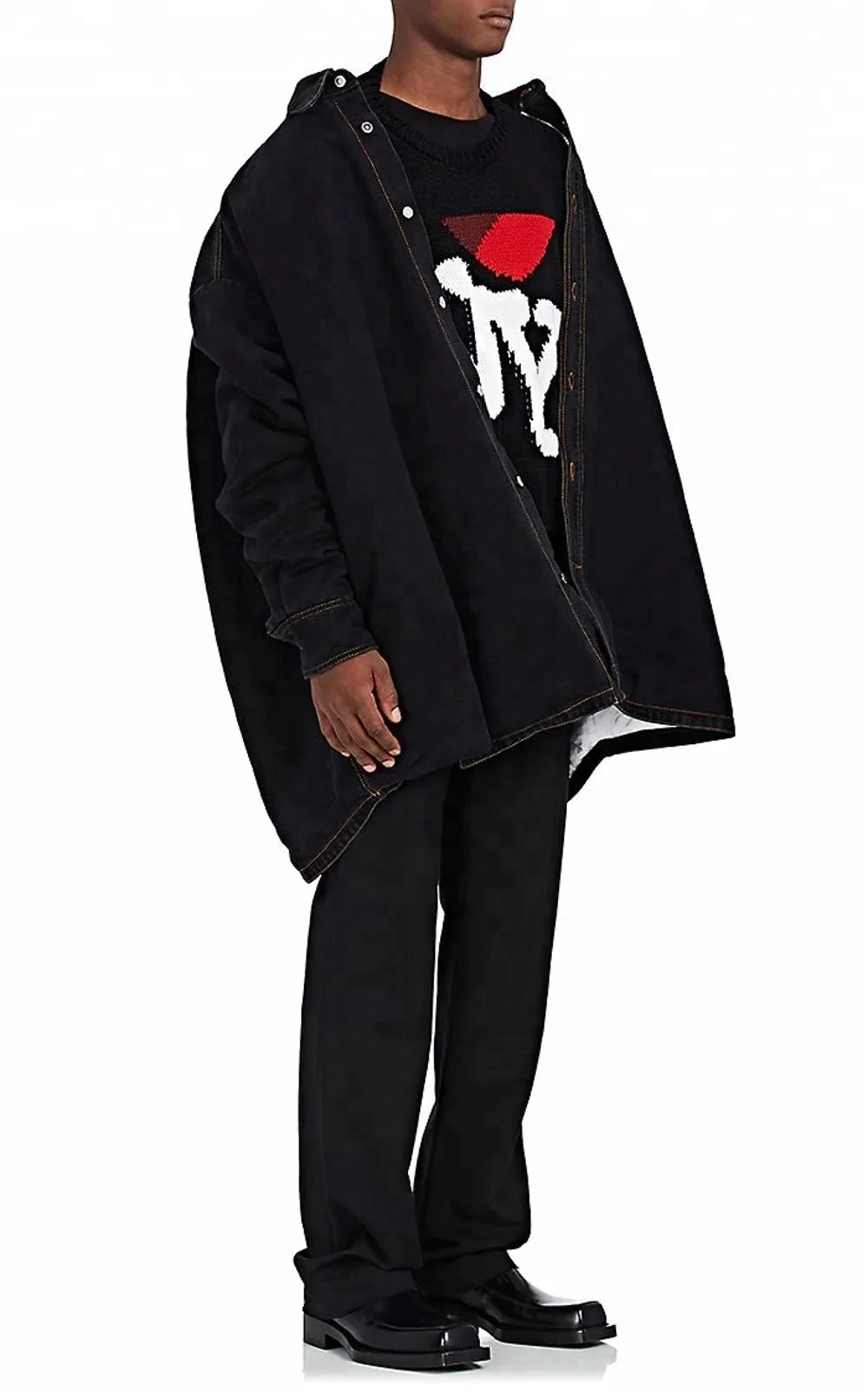 Long style black oversize new design denim jacket for men