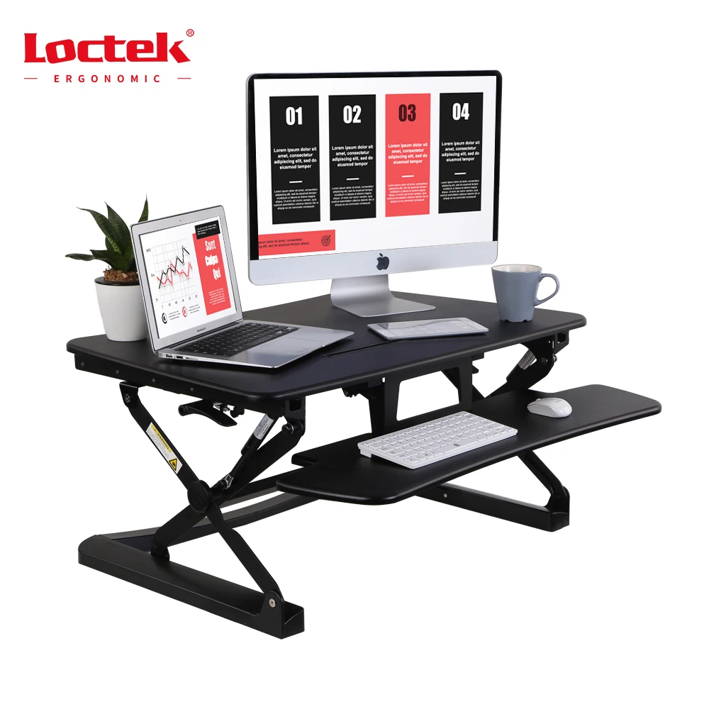 Height Adjustable Desk Gas Spring  X Lift Sit-stand Workstation Desk Converter With Retractable Keyboard Tray Loctek MT101M