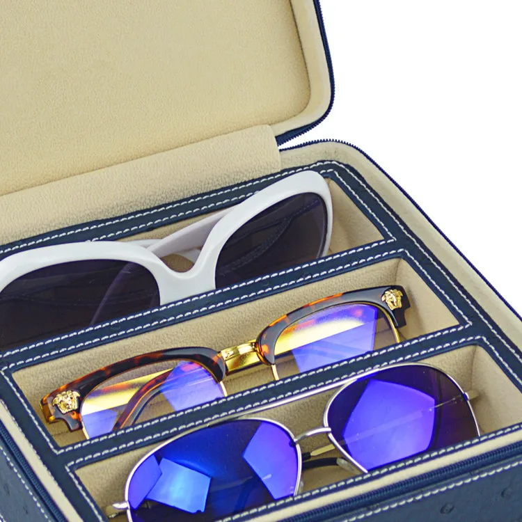 Neoprene PU leather 3 slot fancy spectacle sunglass case hard eyeglass case
