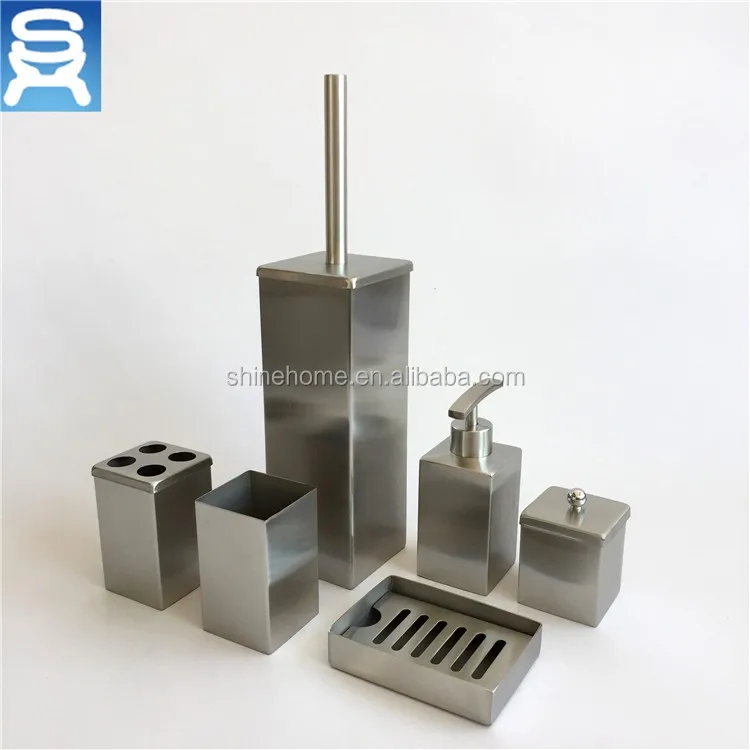 Stainless Steel hotel/home Bathroom Accessory set simply design towel rack soap dish soap dispenser brush holder