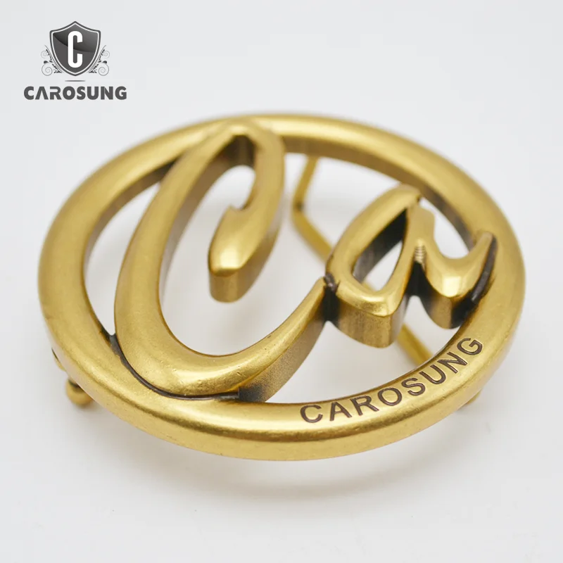 Carosung под заказ с буквенным логотипом, античные Твердые Латунные Пряжки, частные этикетки, круглые женские пряжки для ремня, 38 мм