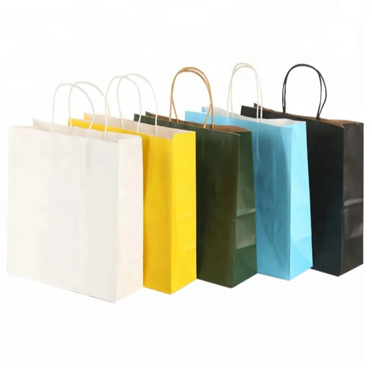 Colored Kraft Paper Carrier Bags With Twisted Handles Paper Shopping Bags