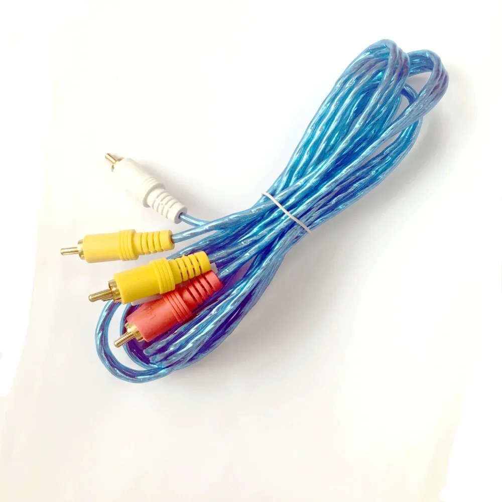 3RCA Plug to 3RCA Plug Male Transparent PVC RCA Audio Extension Cable