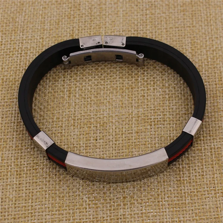 New Product Stainless Steel Silicone Cable Bracelets Wristband Men Adjustable Bracelet