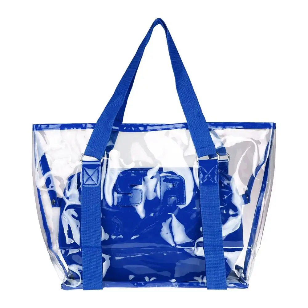 Women Fashion Luxury waterproof Jelly Tote  Clear PVC Beach Bag