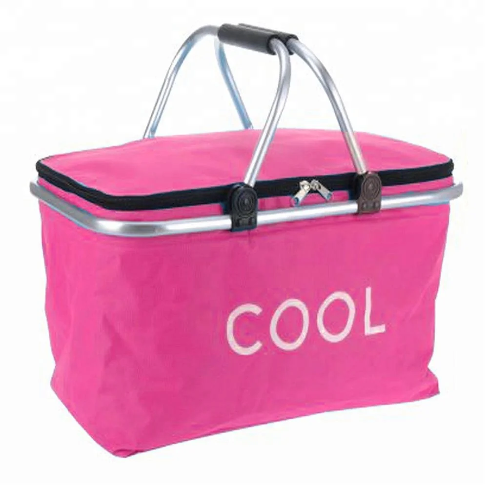 New Design Wholesale Portable Large Oxford Fabric Fruit Vegetable Folding Storage Car Picnic shopping Basket