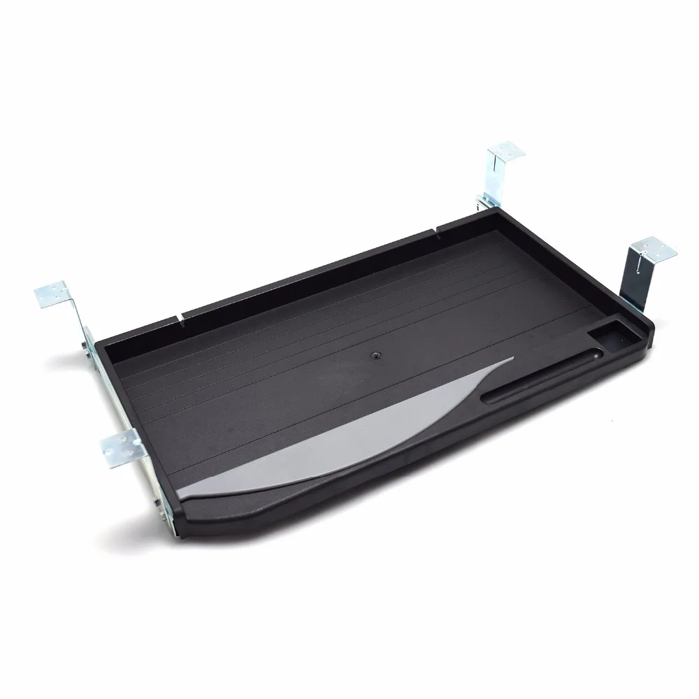 Under desk diy sliding drawer plastic computer keyboard tray
