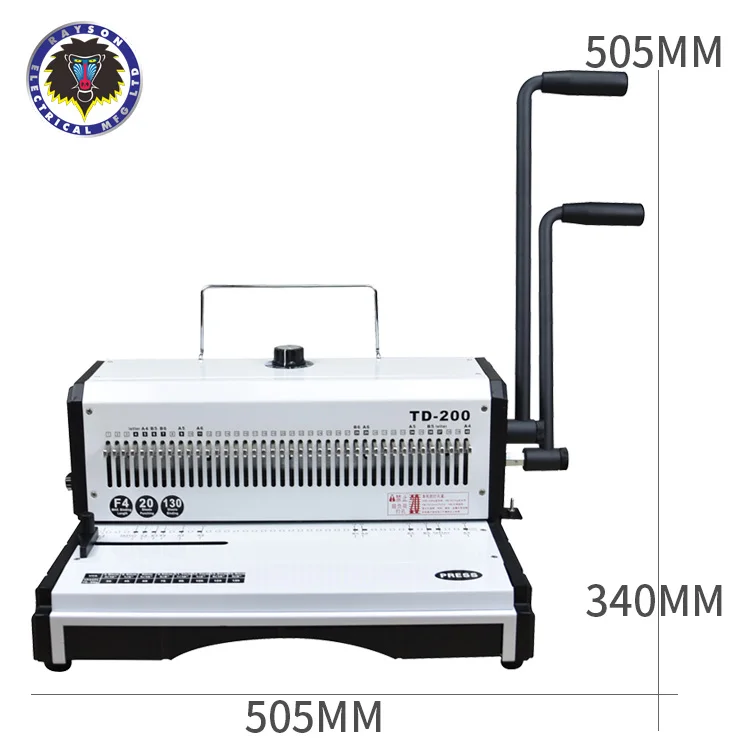 RAYSON TD-200 manual double wire binding machine perfect binder for home and office documents