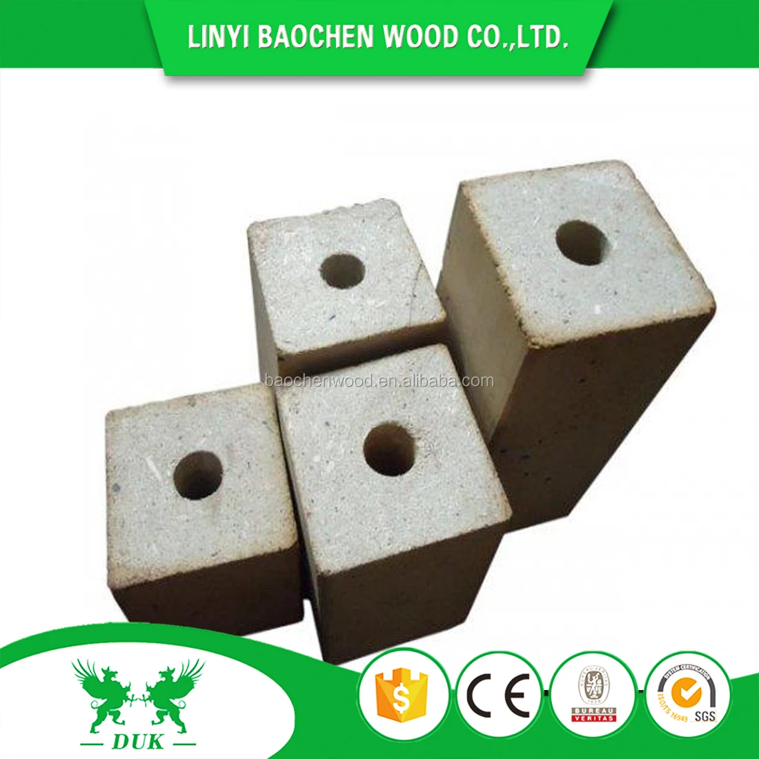 Linyi Manufacturing Compressed Hollow Wood Chipblock for Pallet foot