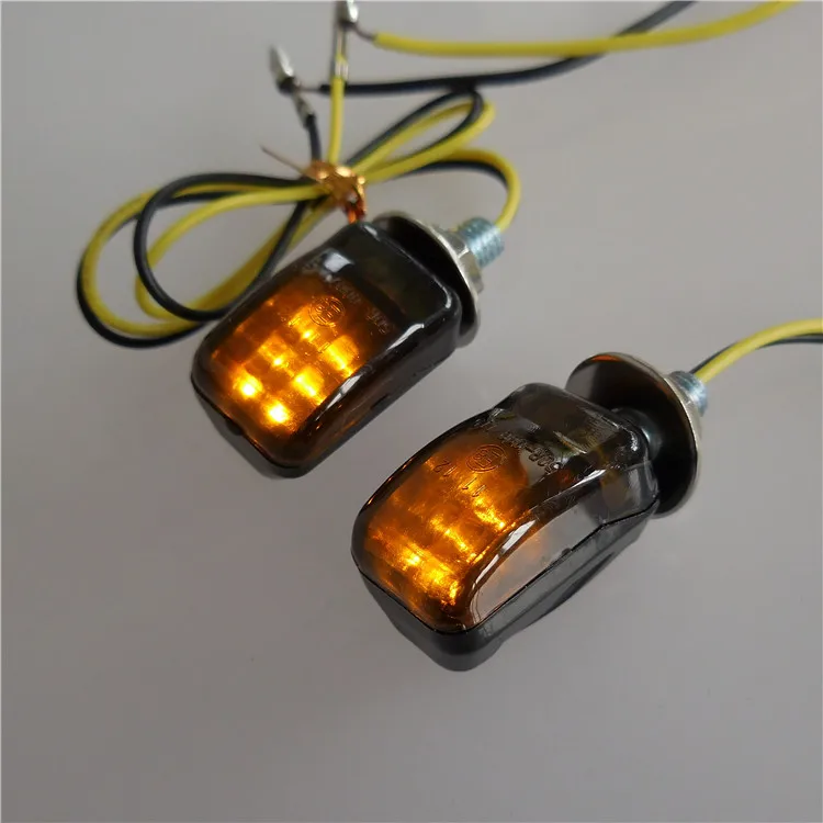 2x 6 SMD Smoked LED Mini Motorcycle Turn Signals Blinker Amber Indicators Lights For Motorbike Scooter Quad Cruiser Off Road