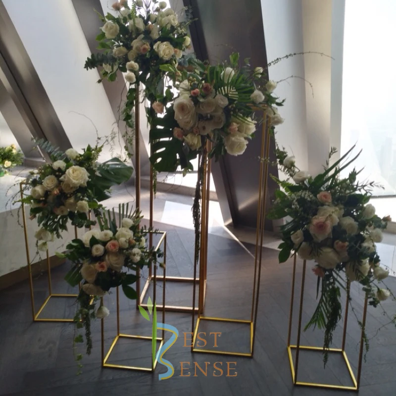 Rectangular Iron wedding flower frame stand set for table Centerpiece