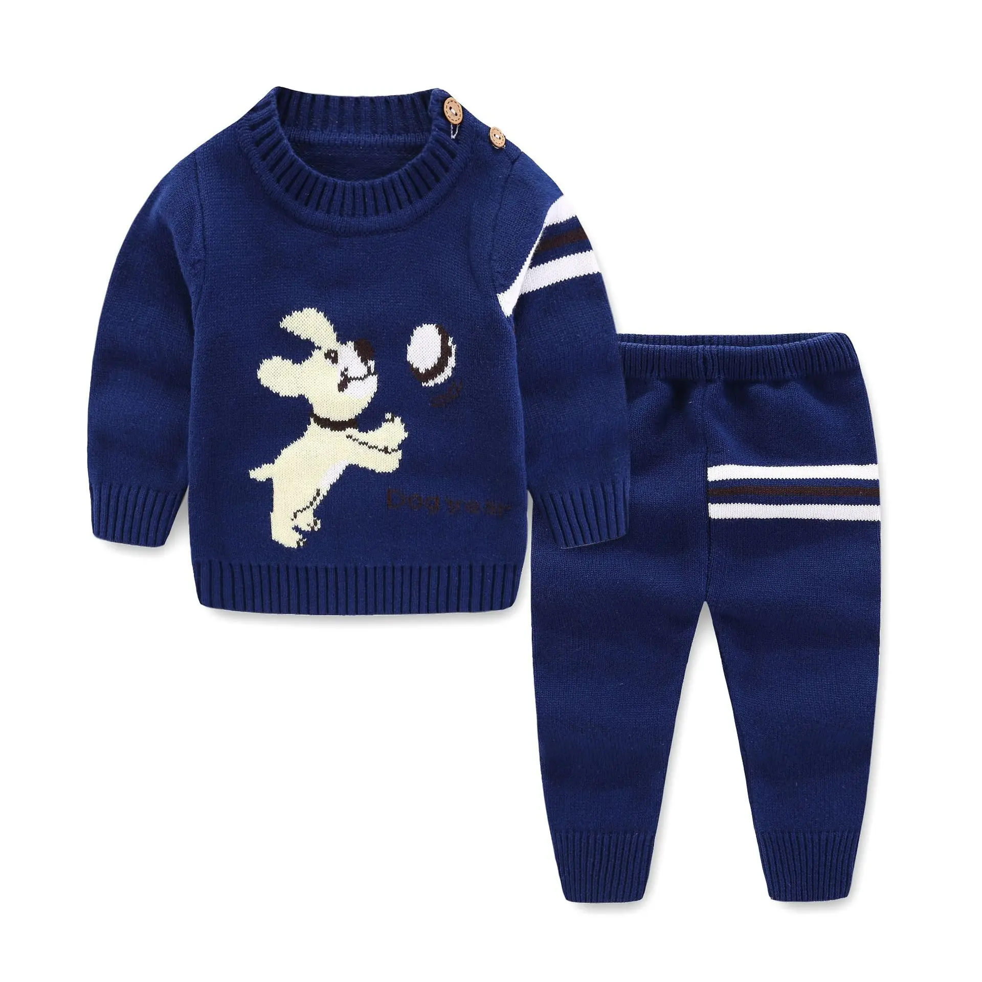 
Factory Stock Winter Knitted Baby set cotton baby Knitting Sweater set Newborn baby gift set 