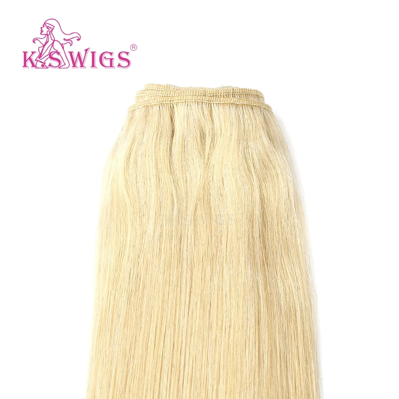 
K.S WIGS Raw Kinky Straight Hair 613 Straight 16 Inch 16 18 20 Inch Straight Human Hair Weave 