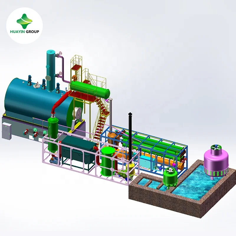 Black tyre plastic pyrolysis oil recycling to diesel distillation plant