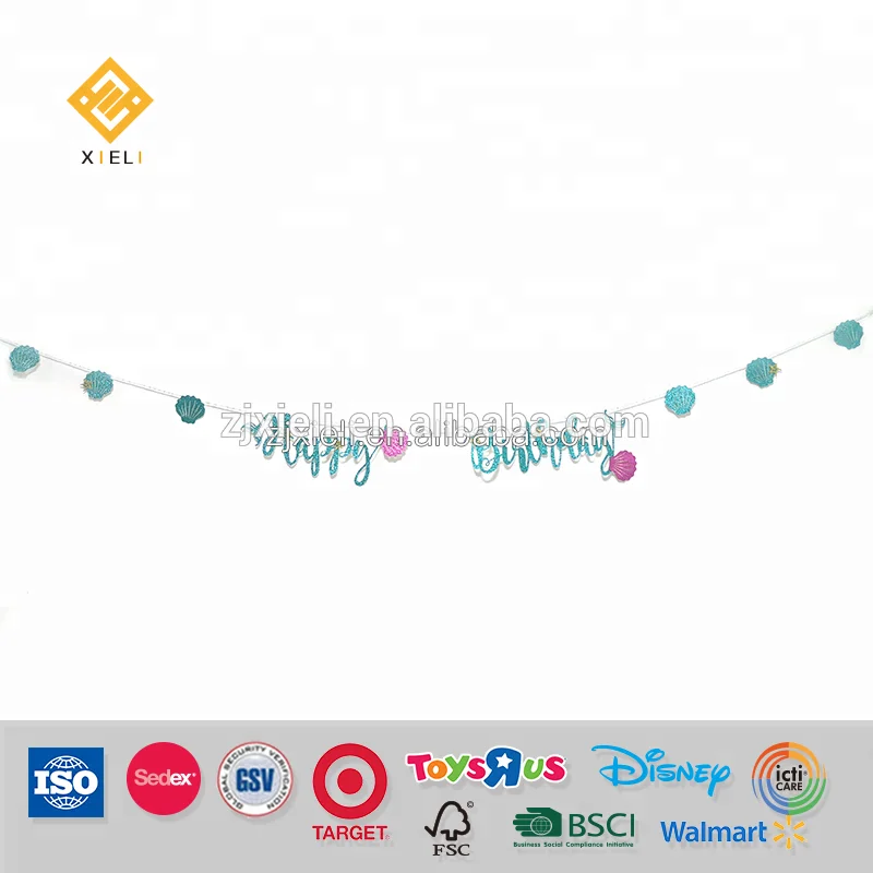 Happy Birthday Banner Mermaid Magical Sparkle 3d Shadow Happy Birthday Banner Photo Shoot Prop Party Decor Mermaid Theme