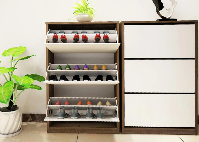 
Wooden Shoe Rack Storage Cabinet With Modern Style Cover 