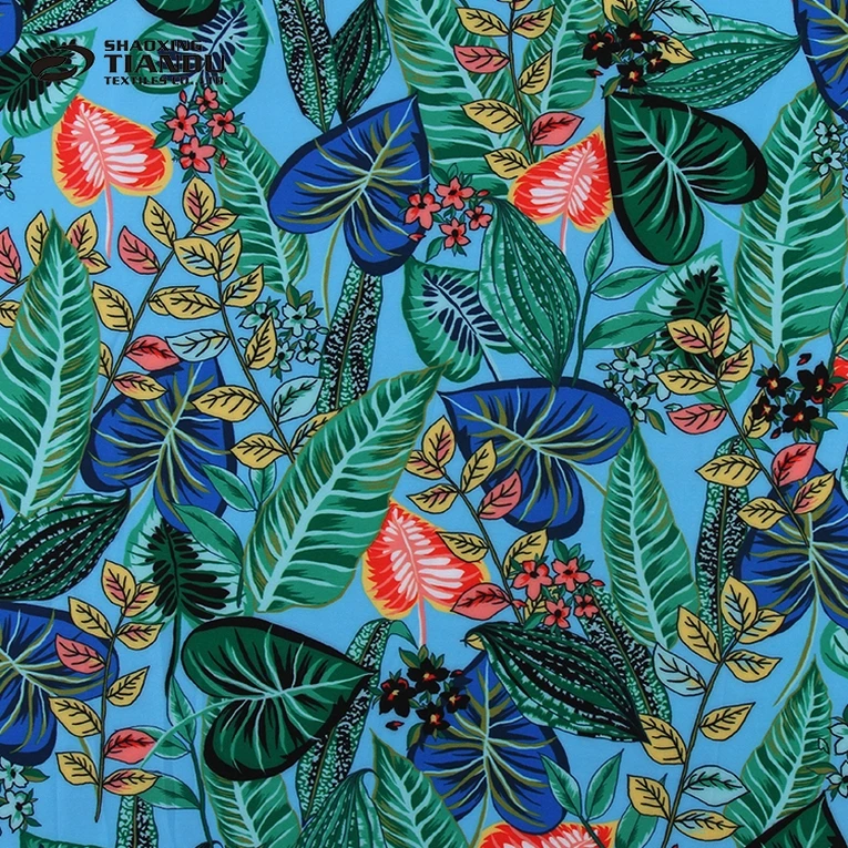 Модное шифоновое женское платье shaoxing textile с цветочным принтом, гавайская ткань