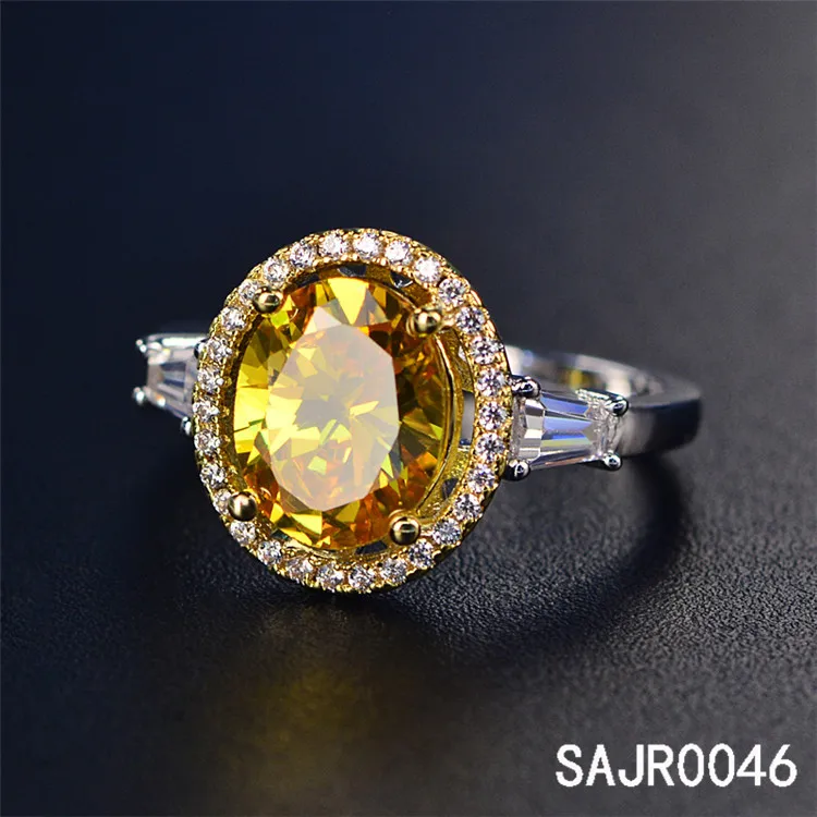 Sevenajewelry SAJR0046 Italian Style 18k Solid Gold Plating Diamond Rings,Gold Filled Wedding Yellow Cz Rings