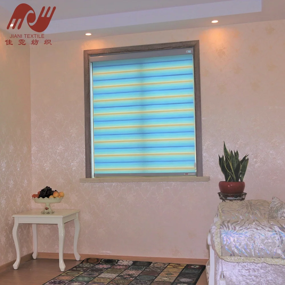 wholesale gradient color100% polyester transparent mesh zebra blinds roller blind for living room