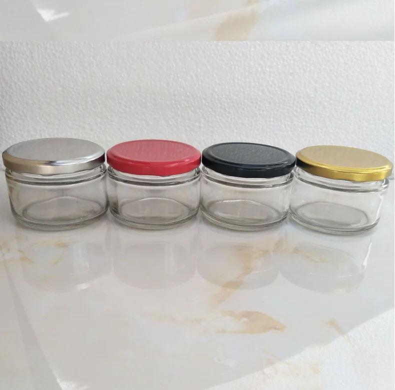 round glass jar with metal lid