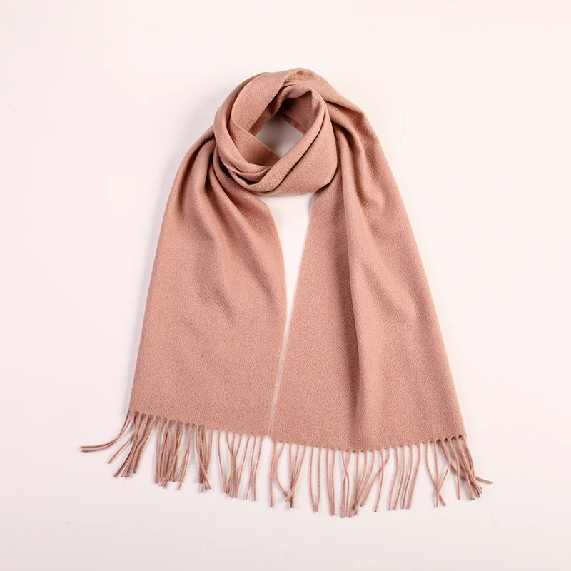 Solid Color 100 Pure Cashmere Woven Scarf Tassel Women Cashmere Muffler