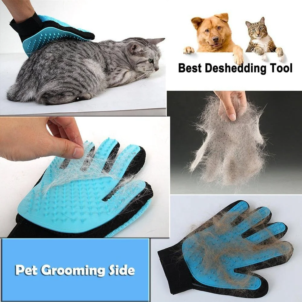 Double Side Pet Grooming Glove With Lint Removing Microfiber Fabric