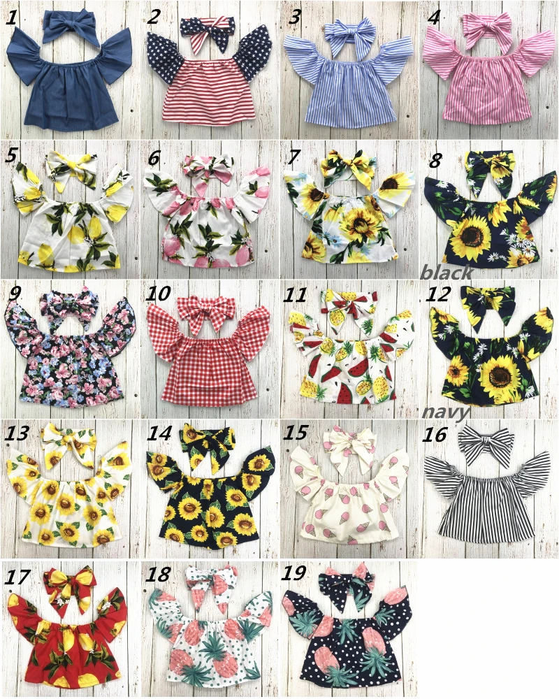 
Wholesale Kids Summer Children Fancy Off Shoulder Top Baby Girls Off Shoulder Shirts 