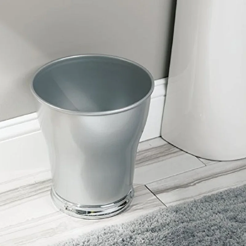 Decorative Metal Small Trash Can Wastebasket, Garbage Container Bin - for Bathrooms, Powder Rooms, Kitchens, Home Offices