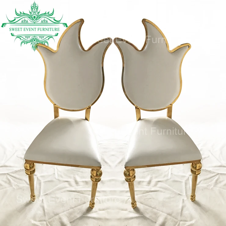 Lotus Back golden modern throne chairs for luxury wedding style