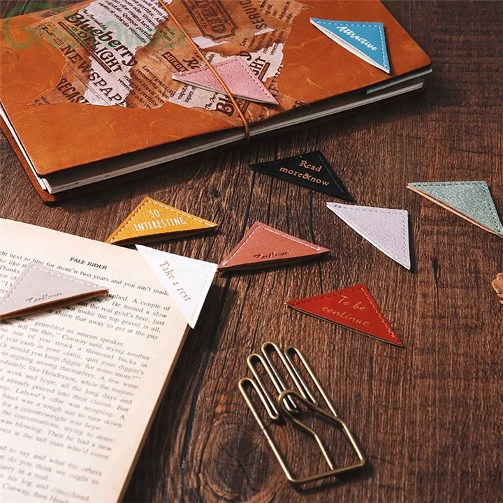 Multicolor high quality leather corner protection bookmark with logo emboss